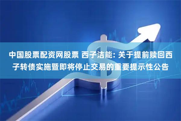 中国股票配资网股票 西子洁能: 关于提前赎回西子转债实施暨即将停止交易的重要提示性公告