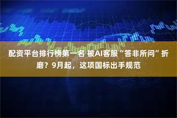 配资平台排行榜第一名 被AI客服“答非所问”折磨？9月起，这项国标出手规范